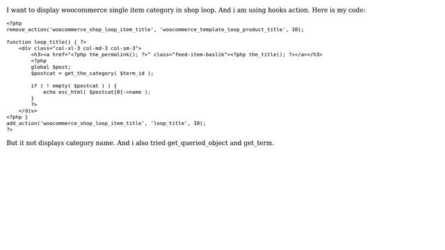 Wordpress: Display single category name in woocommerce loop смотреть онлайн