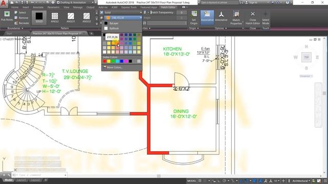AUTOCAD # 242 First Floor Plan Of A Double Story House Size 64'x184' Proposal 1 смотреть онлайн
