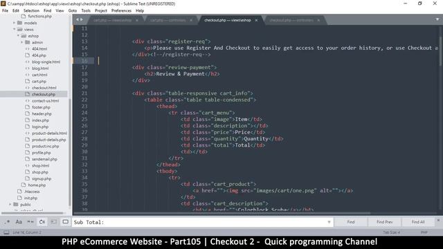 #105 PHP Ecommerce website development | Checkout page 2 | MVC OOP - Quick programming смотреть онлайн