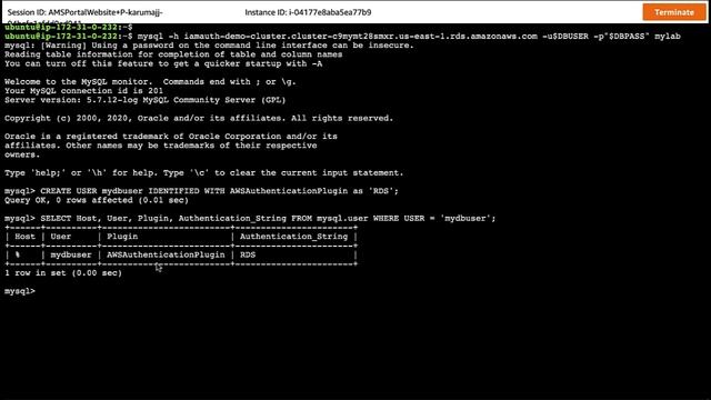 IAM Authentication with Amazon Aurora MySQL смотреть онлайн