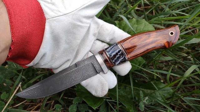Обзор ножа ручной работы, на клинке дикий дамаск. смотреть онлайн