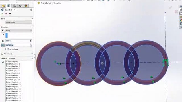 Draw Audi logo with Solidworks "17" смотреть онлайн