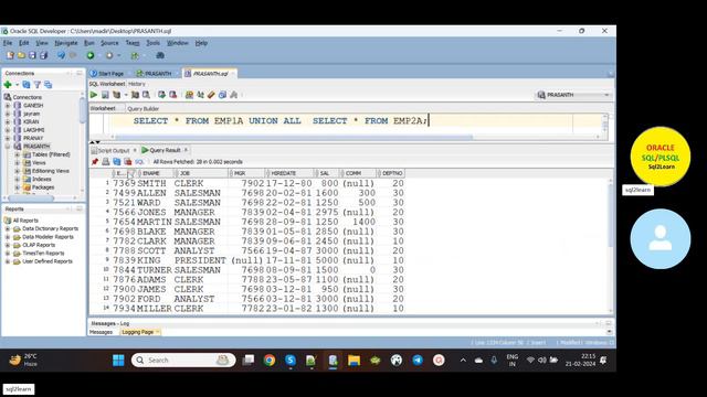 Oracle SQL Set Operators смотреть онлайн