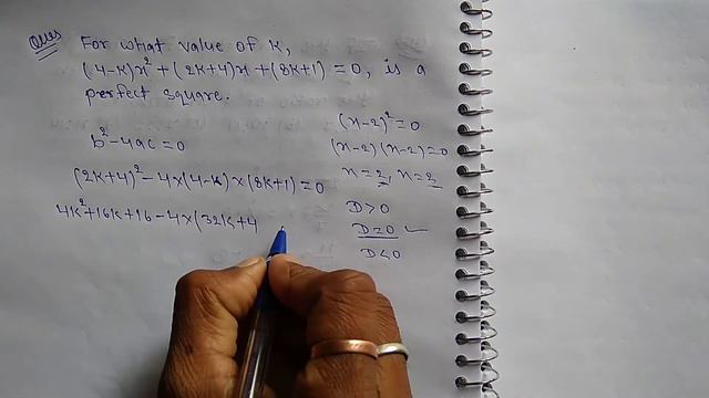 For what value of k, (4-k)x^2+(2k+4)x+(8x+1)=0, is a perfect square...|| #RD_Class_10 || смотреть онлайн