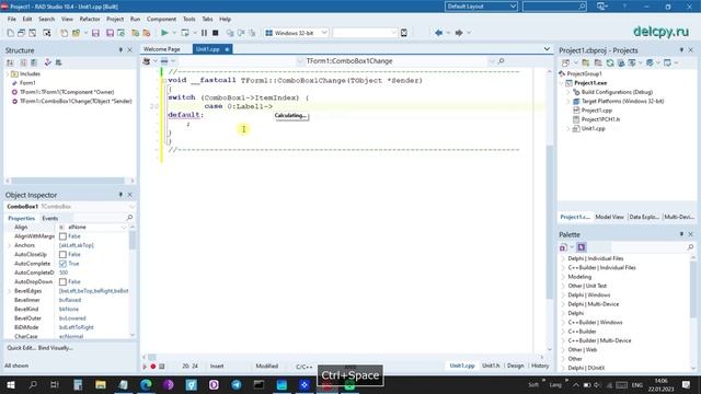 Combo Box C++. Embarcadero.