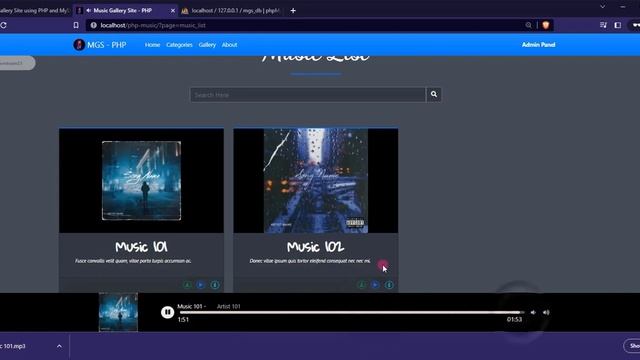 Music Gallery Site using PHP and MySQL Database смотреть онлайн