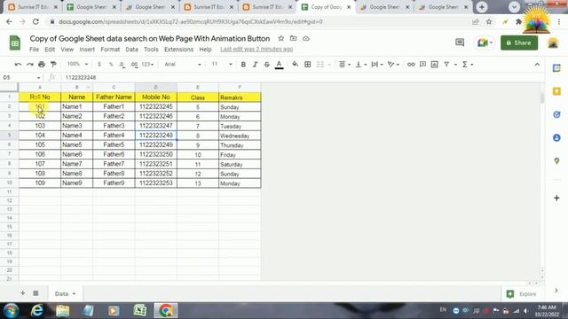 Google Sheet Data Search on Web page with Animation Button смотреть онлайн