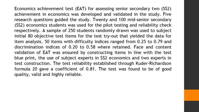 Development and Validation of Economics Achievement Test for Secondary Schools AJET 31 6 17 смотреть онлайн