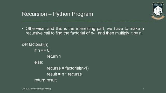 python Unit II Recursion смотреть онлайн
