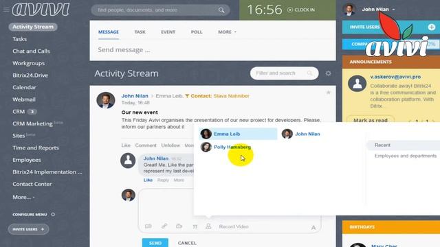 Emailing from the Active Stream with Bitrix24 смотреть онлайн
