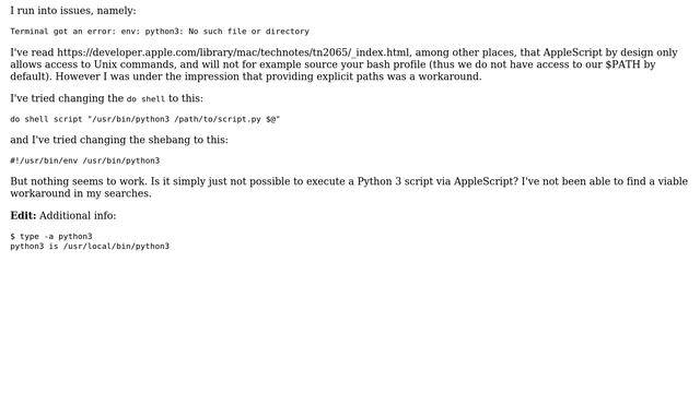Apple: Calling Python 3 script from AppleScript смотреть онлайн