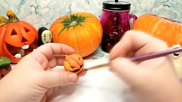 МИНИ ТЫКВА НА ХЭЛЛОУИН.Тыква из полимерной глины.Как слепить тыкву на Хэллоуин.Polymer clay pumpkin смотреть онлайн