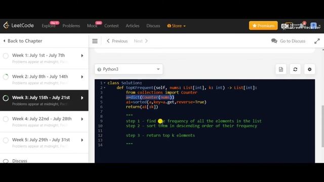 Top K frequent elements | Leetcode - 18th July | Python | codewithvijay | programming | solution смотреть онлайн