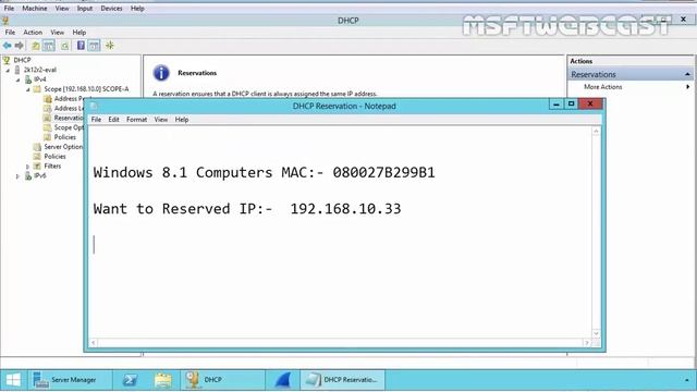 4. How to Configure DHCP Reservation - Windows Server 2012 R2 смотреть онлайн