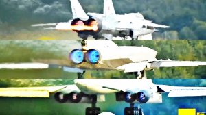 Тройной форсаж. Вылет Ту-160, Ту-22М3, МиГ-31 с авиасалона.