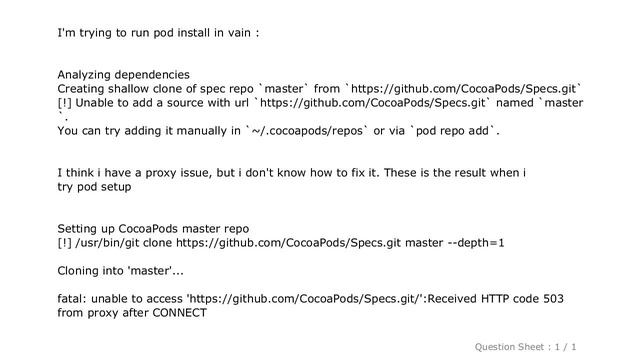 iOS : Pod install, proxy issue смотреть онлайн