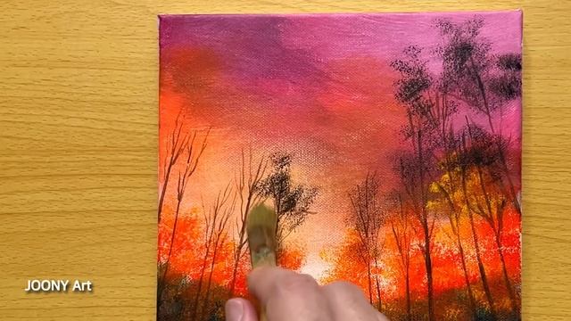 How to Draw a Cabin in the Autumn Forest / Acrylic Painting смотреть онлайн