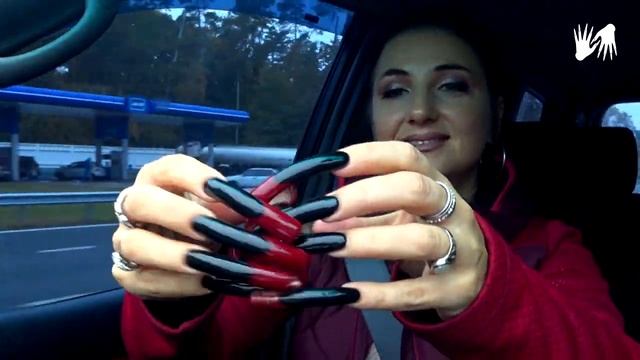 LONG NAILS ? Black-Red nail design ? Car tapping смотреть онлайн