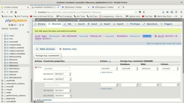 How to add a foreign key in mysql using phpmyadmin