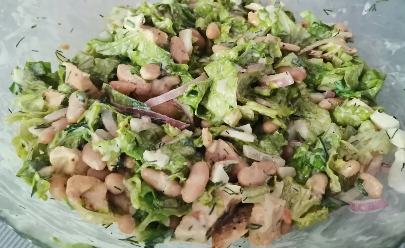 ЛЕТНИЙ САЛАТ! БЕЛКОВЫЙ салат с курицей и фасолью. Легкий салат с яйцом. Заправка для салата