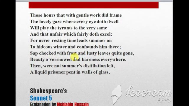 Shakespeare's Sonnet 5 Line by Line Explanation in English смотреть онлайн