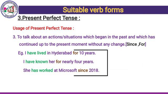 Usage of Present Perfect Tense || Sreenu's EduSite || смотреть онлайн