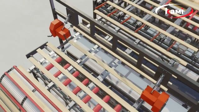 3D модель устройства и работы участка перепакетировки пиломатериала KRAFTER смотреть онлайн