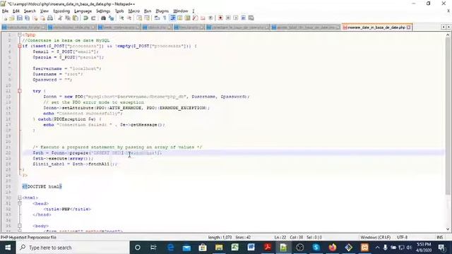 Inserare date in baza de date din PHP смотреть онлайн