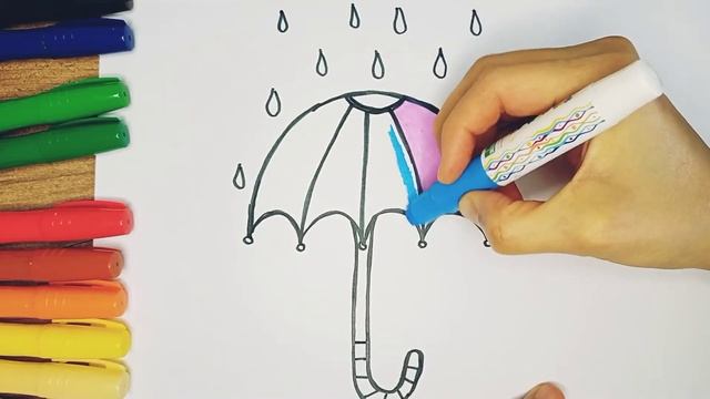 Drawing, Painting & Coloring- Umbrella ☔Как нарисовать разноцветный зонтик/ Şemsiye nasıl çizilir смотреть онлайн