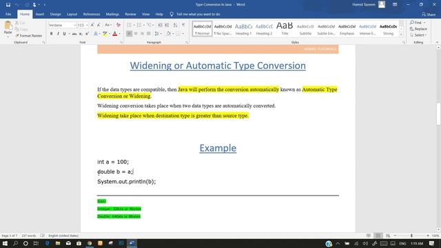 Type Conversion In Java Widening And Narrowing | Hamid Tutorials | смотреть онлайн