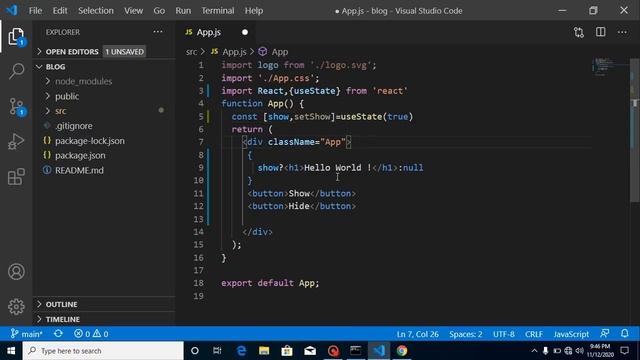 React tutorial for beginners #16 Hide, Show and Toggle in ReactJs смотреть онлайн