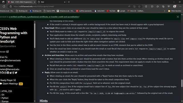 Mail Project 3 CS50's Web Programming with Python and JavaScript смотреть онлайн