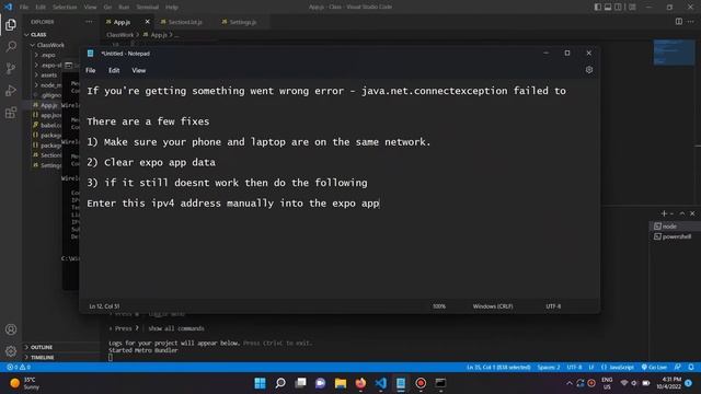 React Native Expo - How To Fix something went wrong error java.net.connectexception failed to смотреть онлайн
