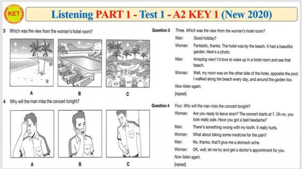 A2 KEY 1 - Listening Part 1 - Test 1 (Transcript + Key)