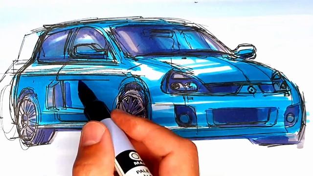 Time lapse RENAULT CLIO (v6) 3/4 front view - Marker sketching смотреть онлайн