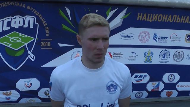 Нападающий СПбГУПТД Михаил Морозов после матча СПбГУПТД - ЧГУ (1:2) смотреть онлайн