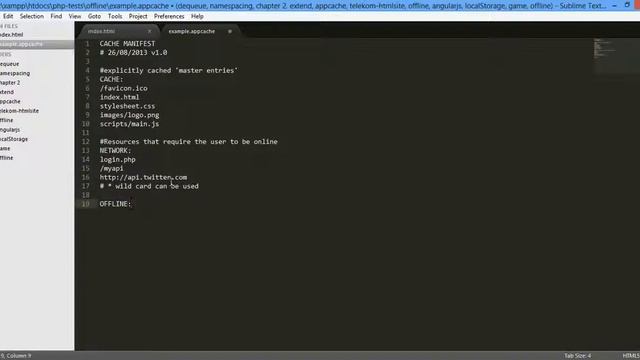 02 HTML5 Offline Cache Filling in Cache Manifest file 720p смотреть онлайн
