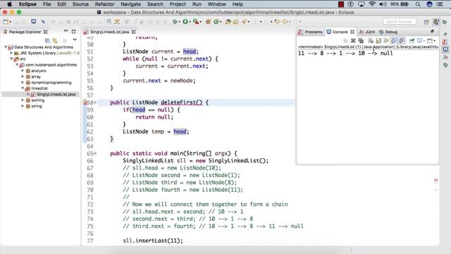 Delete first node of a Singly Linked List in Java (Implementation) смотреть онлайн