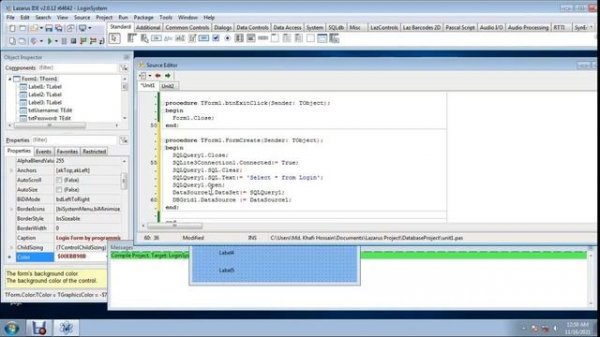 Login System Using Free Pascal Lazarus IDE & SQLite3 DB