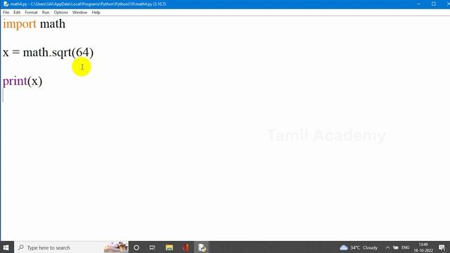 Learn Python - Part 21 | Math Function in Python | தமிழ் அகாடமி смотреть онлайн