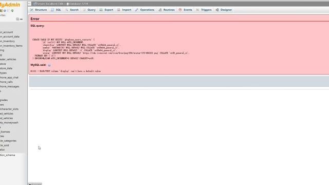 #1101 - BLOB/TEXT column 'display' can't have a default value смотреть онлайн