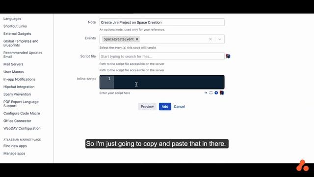 Automate Jira project creation when a new Confluence space is created | ScriptRunner for Confluence смотреть онлайн