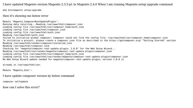 Magento: Compose error show in upgrade command смотреть онлайн