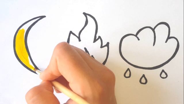 How to draw a month of fire and a cloud?/Как нарисовать луну,огонь и тучку? смотреть онлайн