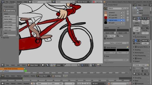 Blender 2.73 Grease Pencil Edit Strokes test 002 смотреть онлайн