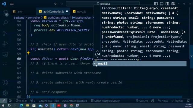 Part1 Authentication and Authorization | send email with Novu | activate users and reset token смотреть онлайн