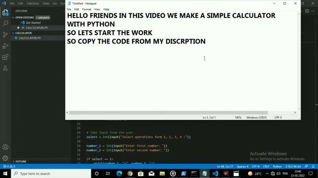 MAKE A SIMPLE CALCULATOR USING PYTHON смотреть онлайн