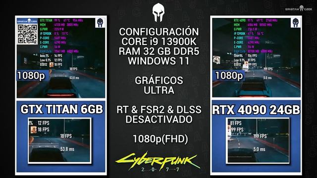 GTX TITAN 6GB VS RTX 4090 24GB Pruebas Con Intel En 1080p смотреть онлайн