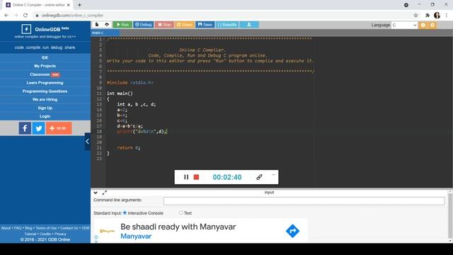 Lecture 3a- Handson C program using online IDE смотреть онлайн