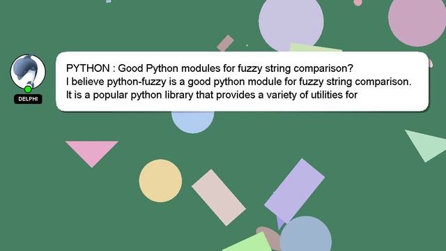 PYTHON : Good Python modules for fuzzy string comparison? смотреть онлайн